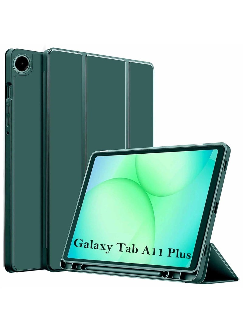 YoYoTech Galaxy Tab A11+ Plus/A11 Plus 11 Inch Cover 2025 Model,Smart Case for with Soft TPU Back,Trifold Stand Folio with Pencil Holder Slim Tablet Cover with Soft Back Auto Wake Sleep Function - Green - Image 1