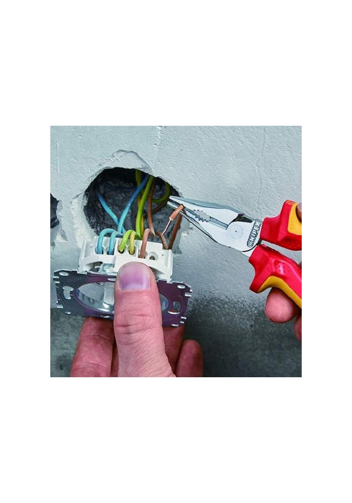 KNIPEX كماشة كنيبيكس VDE ذات الأنف المدبب - 145 مم، مقبض متعدد المكونات، مطلي بالكروم - Image 2