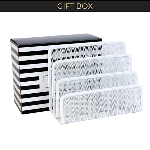 Blu Monaco White Metal Mesh Letter Sorter – 3-Slot Mail Organizer for Desk, Office & Home – Space-Saving Vertical Mail Holder for Envelopes, Documents & Files – Modern Desk Organizer - Image 5