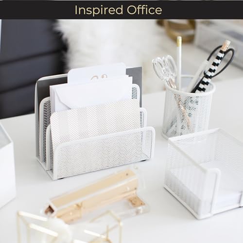Blu Monaco White Metal Mesh Letter Sorter – 3-Slot Mail Organizer for Desk, Office & Home – Space-Saving Vertical Mail Holder for Envelopes, Documents & Files – Modern Desk Organizer - Image 3