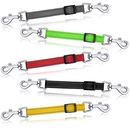Saintrygo 5 Pcs Safety Dog Collar Clips Prong Collar Backup Clips Adjustable Reflective Nylon Harness Connector Metal Double Ended Backup Clasp for Harness PetDark Color - Image 1