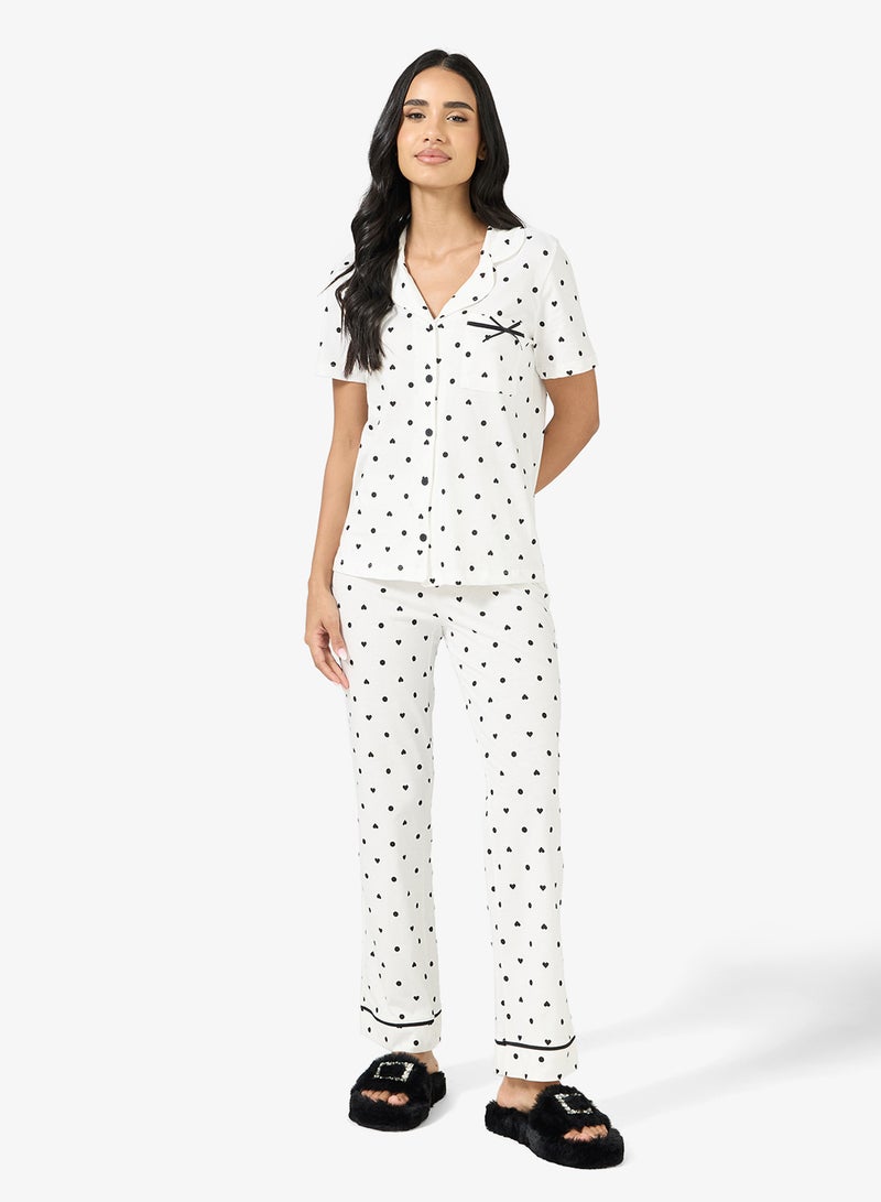 جينجر طقم بيجاما وقميص منقط بأزرار - Image 1