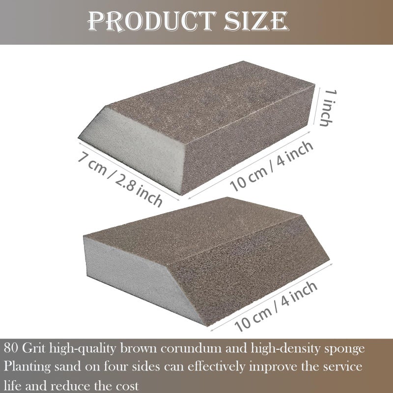 SACKORANGE 12 Pack Single Sanding Sponge Set - 80/100/120/180/220/320 Grit Sanding Blocks Assortment, Washable and Reusable - Image 2