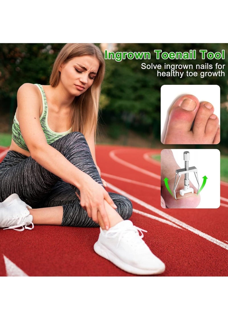 أدوات علاج ألم الظفر المنغرز مجموعة إزالة الظفر المنغرز مجموعة باديكير أظافر القدم مصحح الظفر المنغرز لكبار السن أظافر سميكة 11 قطعة - Image 3
