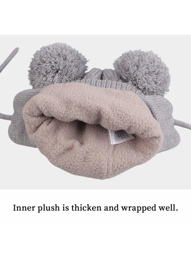 JANGANNSA Winter Warm Knitted Baby Hat for Girls Cotton Lined Infant Toddler Girls Hat Autumn Cute Bow Classic Girls Beanie 0-6Y, Gray, 6-24 Months - Image 5