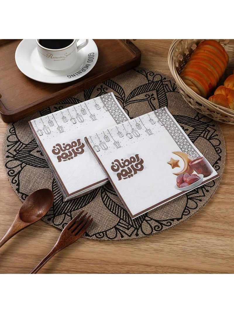 زينة رمضان مناديل سفرة رمضان ورقية  20 قطعة – مقاس 33 × 33 سم - Image 1