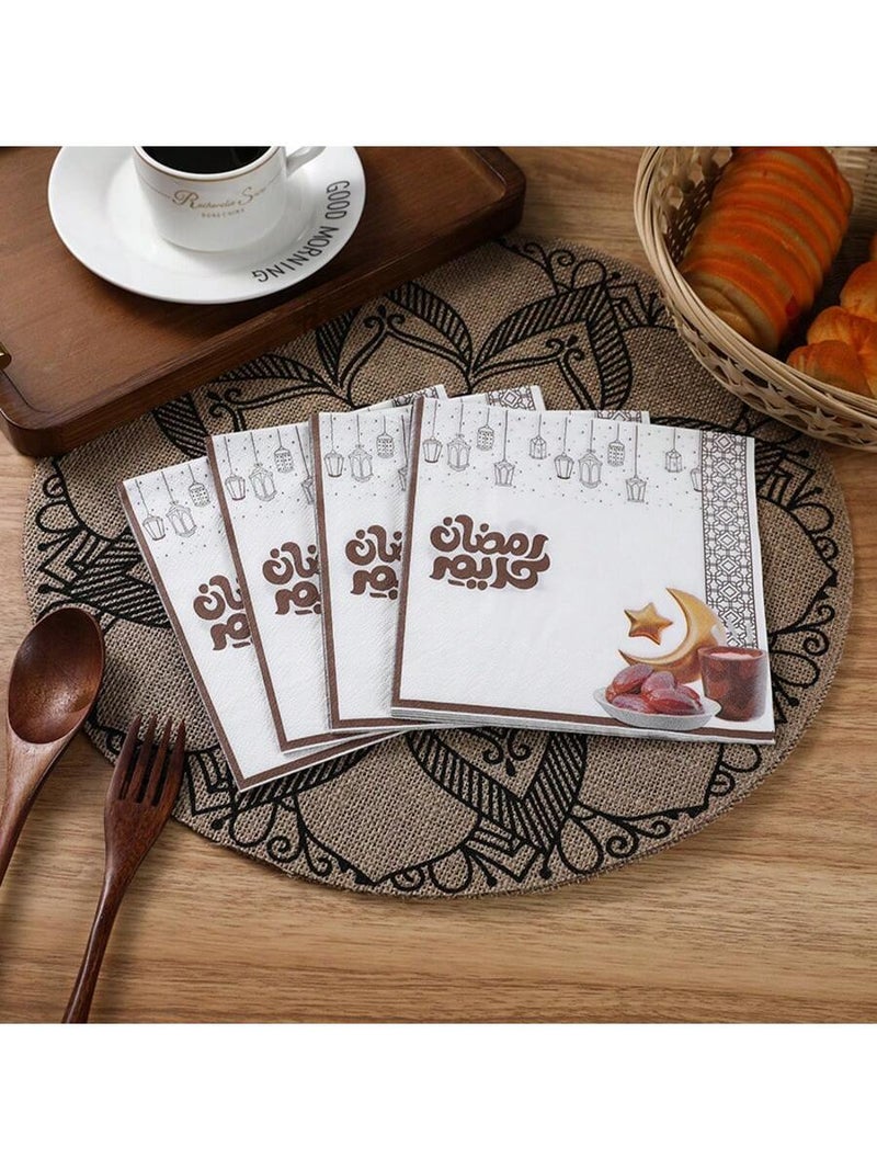 زينة رمضان مناديل سفرة رمضان ورقية  20 قطعة – مقاس 33 × 33 سم - Image 2