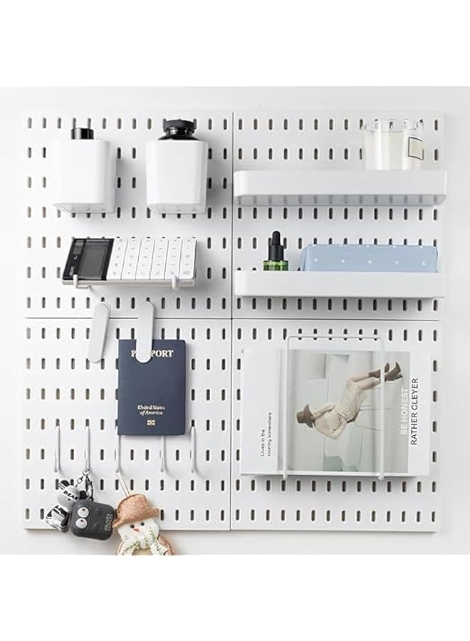 promass Pegboard Combination Wall Organizer Kit, 4 Pieces Pegboards and 17 Accessories Modular Hanging, Wall Mount Display Peg Board Panel Kits for Bedroom Home Office Bathroom - Image 1