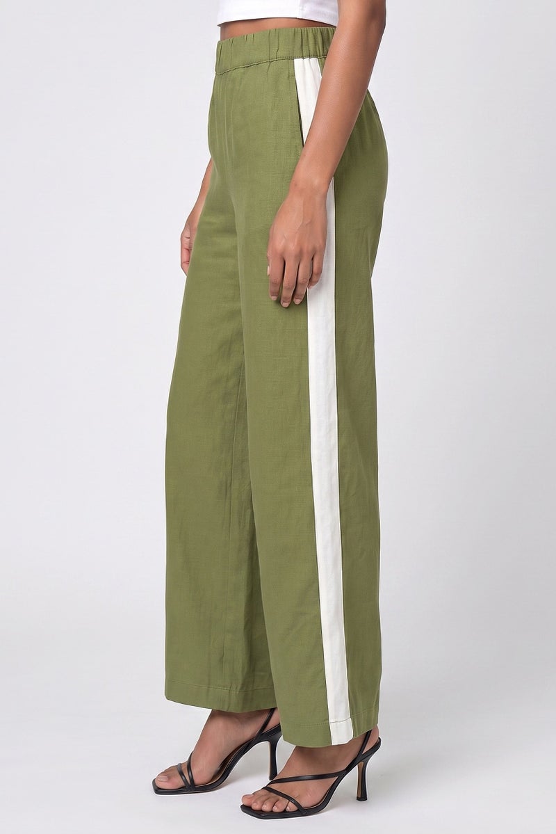 Threadbare Women Regular Fit Solid Wide Leg Pants, Olive - Image 3