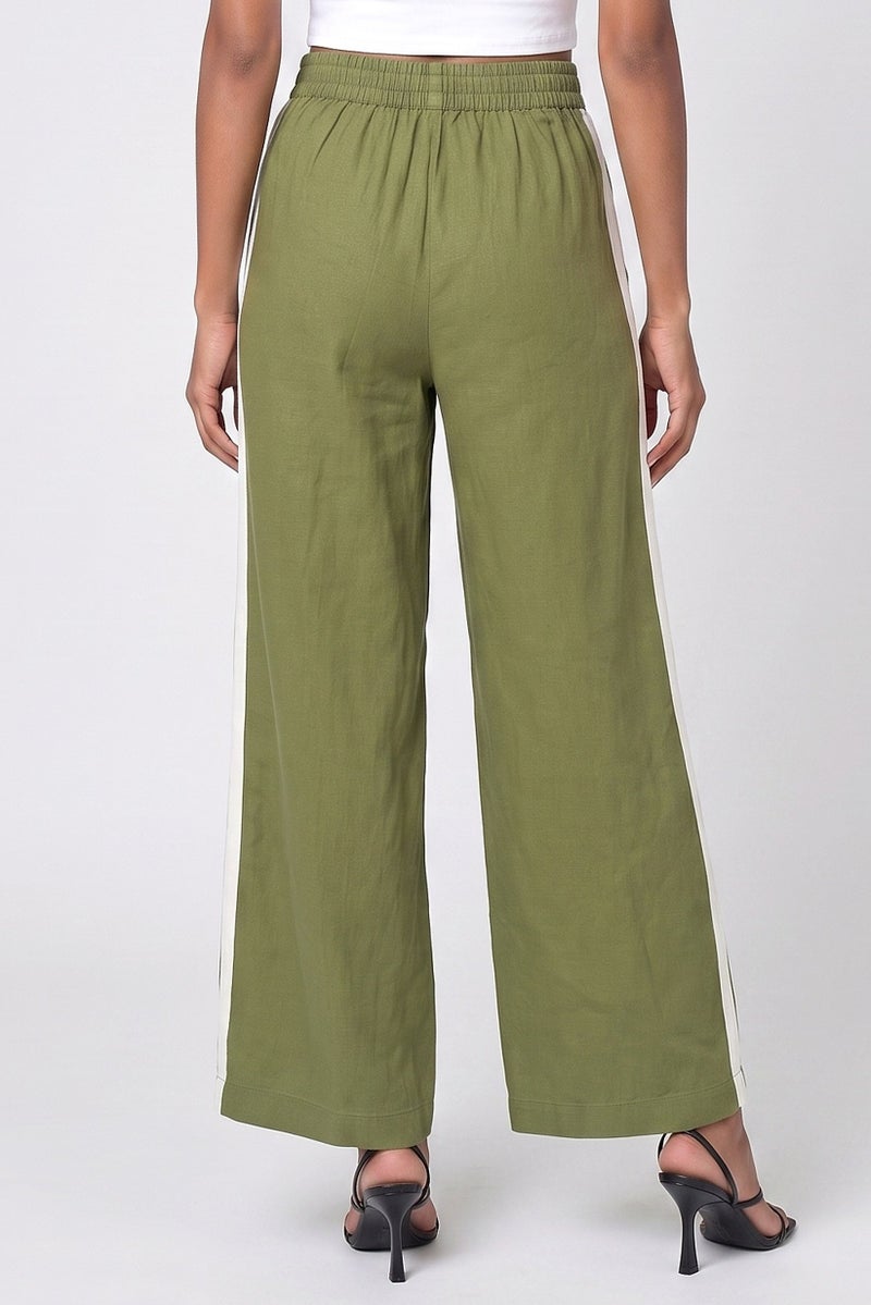Threadbare Women Regular Fit Solid Wide Leg Pants, Olive - Image 4