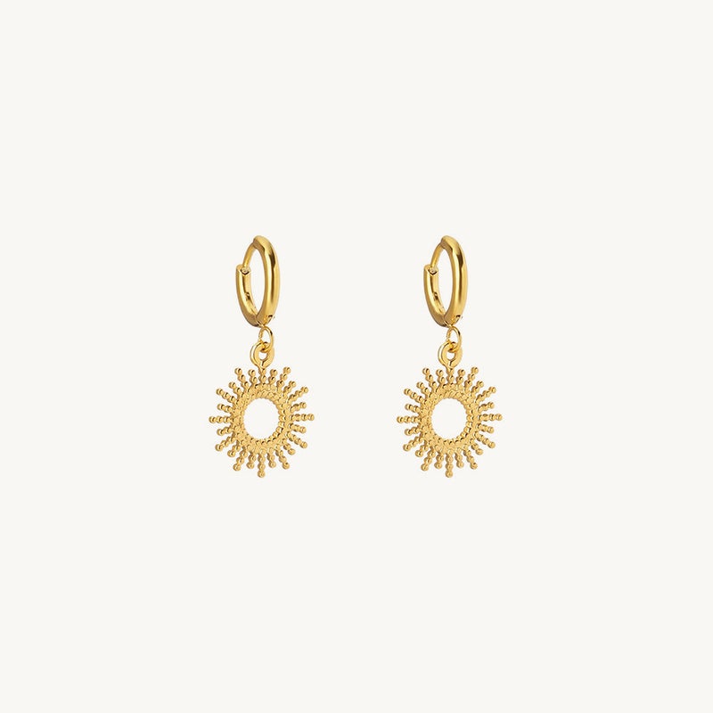 Palmonas 18K Gold Tone Plated Helio Crest Drop Earrings For Women - Waterproof & Anti-Tarnish - Image 1