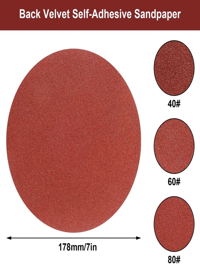 BokWin 40PCS 7-Inch 80 Grit Hook and Loop Sanding Discs Sandpaper, Aluminum Oxide Sanding Disc for Drill Grinder Rotary Tools No Hole, Self Stick - Image 2