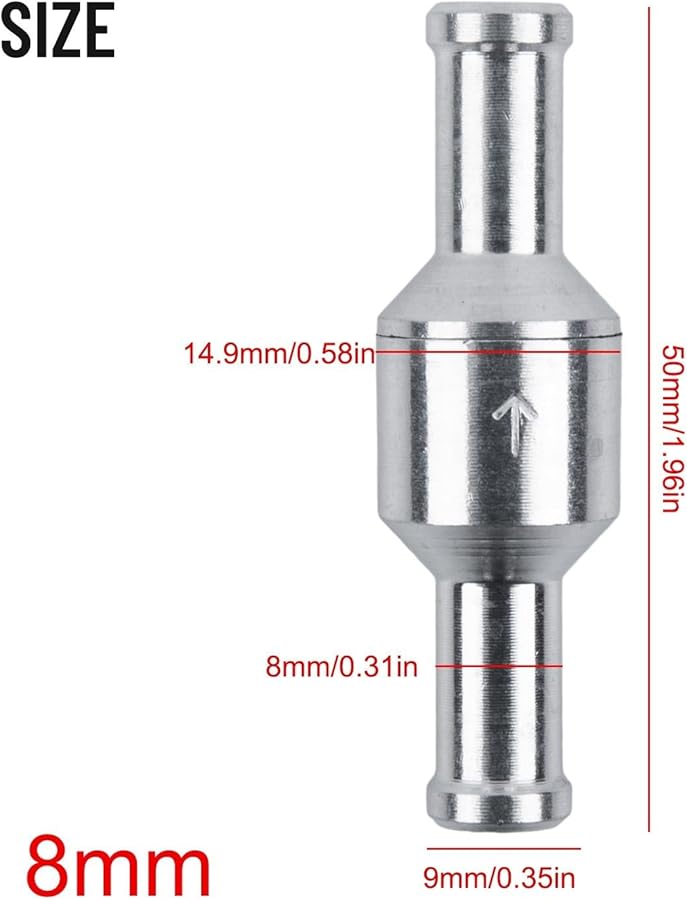 صمام فحص الألومنيوم غير المرتجع 8 مم للبارافين وزيت الكيروسين الكفاءة - Image 5