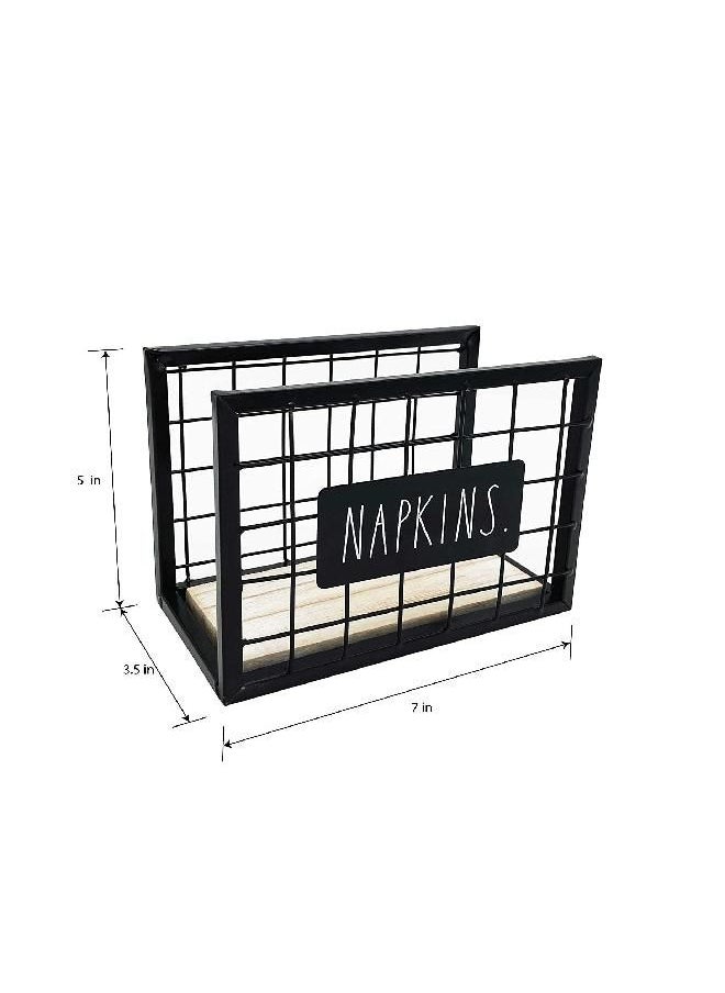 Rae Dunn Rae Dunn Rustic Napkin Holder - Farmhouse Napkin Holder with Vintage Black Wire Mesh Design - Napkin Holders for Tables - Kitchen and Home Decor - Restaurant and Bar Accessories 