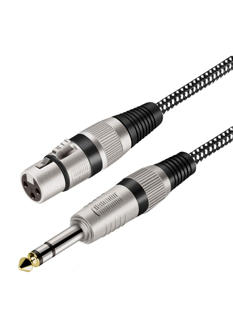 إيغويل XLR أنثى إلى 1/4 بوصة كابل TRS ، نايلونغ متفرج XLR 3 دبوس أنثى إلى 6.35mm TRS ذكر متوازن سلك ميكروفون سلك (موصل نحاسي نقي) ، (5M 1PACK) - Image 1
