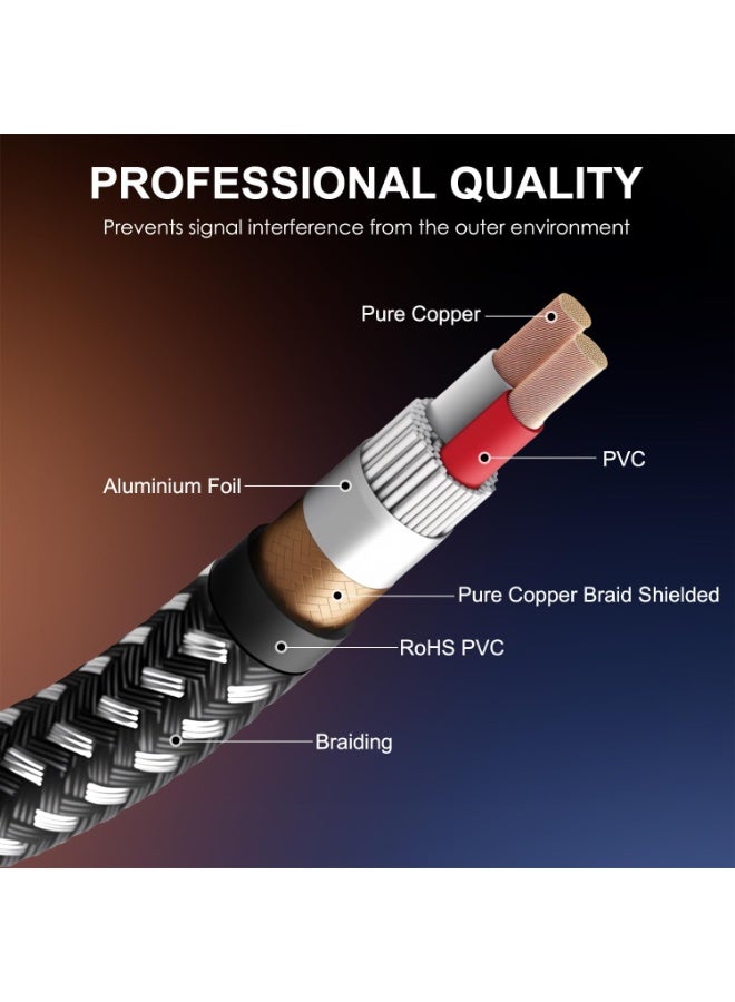إيغويل XLR أنثى إلى 1/4 بوصة كابل TRS ، نايلونغ متفرج XLR 3 دبوس أنثى إلى 6.35mm TRS ذكر متوازن سلك ميكروفون سلك (موصل نحاسي نقي) ، (5M 1PACK) - Image 3