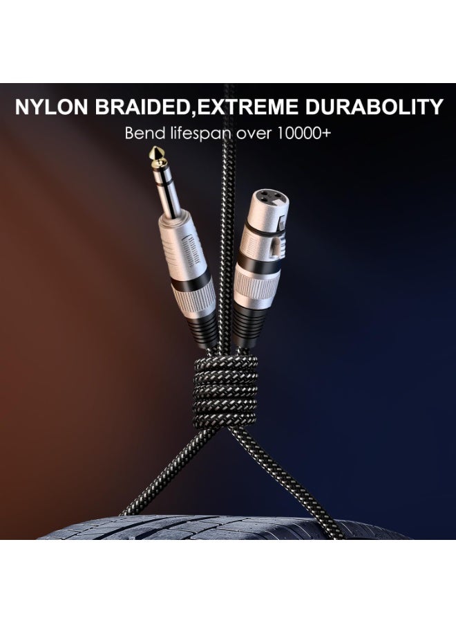 إيغويل XLR أنثى إلى 1/4 بوصة كابل TRS ، نايلونغ متفرج XLR 3 دبوس أنثى إلى 6.35mm TRS ذكر متوازن سلك ميكروفون سلك (موصل نحاسي نقي) ، (5M 1PACK) - Image 5