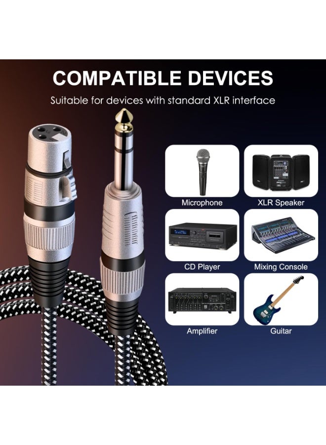إيغويل XLR أنثى إلى 1/4 بوصة كابل TRS ، نايلونغ متفرج XLR 3 دبوس أنثى إلى 6.35mm TRS ذكر متوازن سلك ميكروفون سلك (موصل نحاسي نقي) ، (5M 1PACK) - Image 4