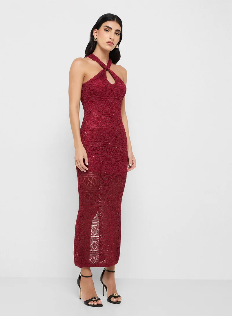 GUESS Keyhole Cynthia Midi Dress