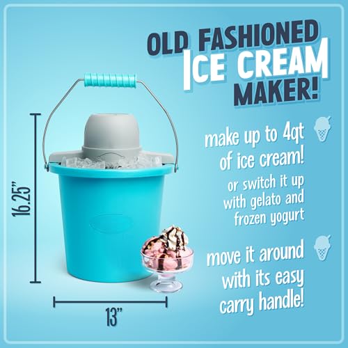 Nostalgia Electric Ice Cream Maker - Old Fashioned Soft Serve Ice Cream Machine Makes Frozen Yogurt or Gelato in Minutes - Fun Kitchen Appliance - Blue - 4 Quart - Image 2