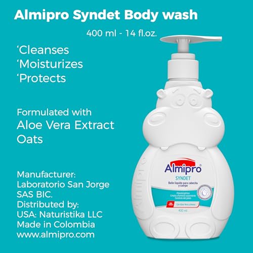 almipro Syndet Baby Hair and Body Wash with Oatmeal and Aloe Vera. 400 gr. - 14 Oz. - Image 3