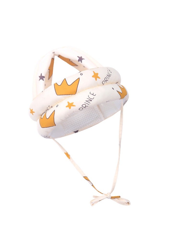 Baby Safety Hat Infant Head Protector Cushion Summer Breathable Adjustable Kids Children Protection Helmet (Cute Crown Pattern)