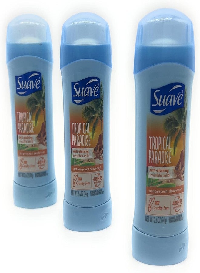 Suave 24 Hour Protection Anti-Perspirant Deodorant Invisible Solid, Tropical Paradise 2.60 oz (Pack of 3) - Image 3