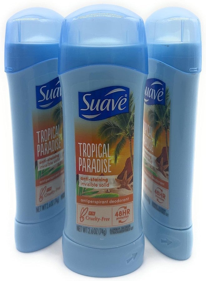 Suave 24 Hour Protection Anti-Perspirant Deodorant Invisible Solid, Tropical Paradise 2.60 oz (Pack of 3) - Image 1