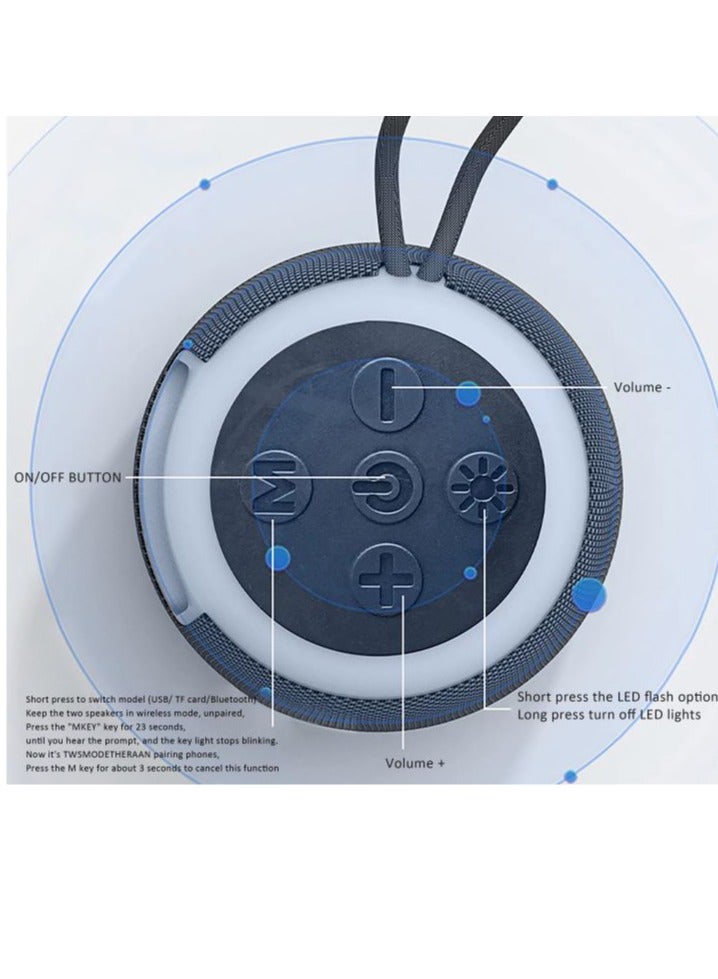 Wireless Bluetooth Speaker Subwoofer Outdoor Portable Car Home Atmosphere Desktop Small Mini Speaker with RGB light support Radio ,TF card, flash memory - Blue - Image 2