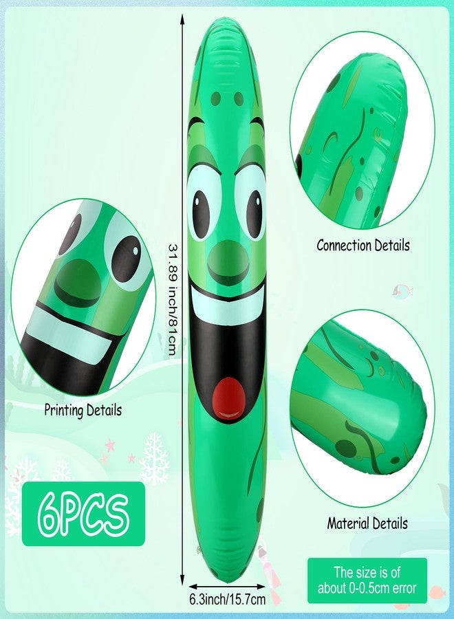 Sratte 6 Pcs 32 Inch Giant Inflatable Pickle Funny Pickle Pool Floats Inflatable Cucumber Pickle Decorations Gifts for Summer Swimming Beach Birthday Bachelorette Party Supplies Pool Decor - Image 2