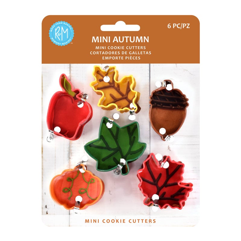RM International Mini Autumn Leaf Cookie Cutters Apple Pumpkin Acorn Oak Ivy Maple 6Piece Set