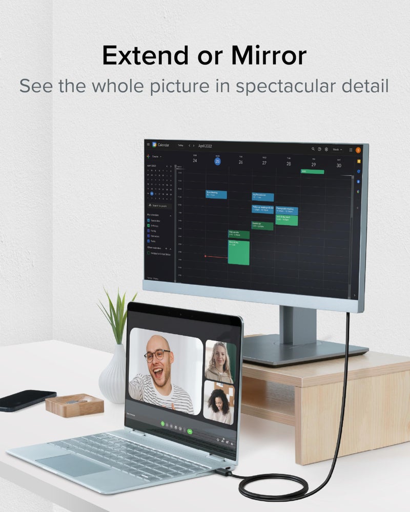 Plugable USB C to DisplayPort Bi Directional Cable 6 feet (1.8m), Up to 4K at 60Hz, USB C DisplayPort Cable - Compatible with Thunderbolt and USB-C - Driverless - Image 3