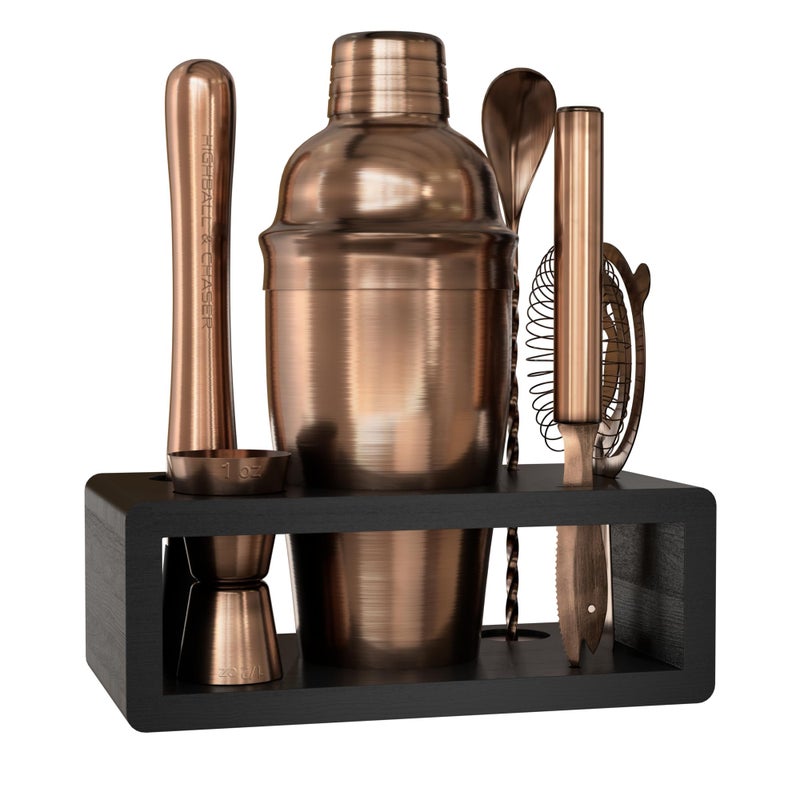 Highball  Chaser طقم شاكر كوكتيل هاي بال تشيسر لمزيج المشروبات لمزيج الكوكتيل في المنزل مع كتاب إلكتروني يحتوي على 30 وصفة