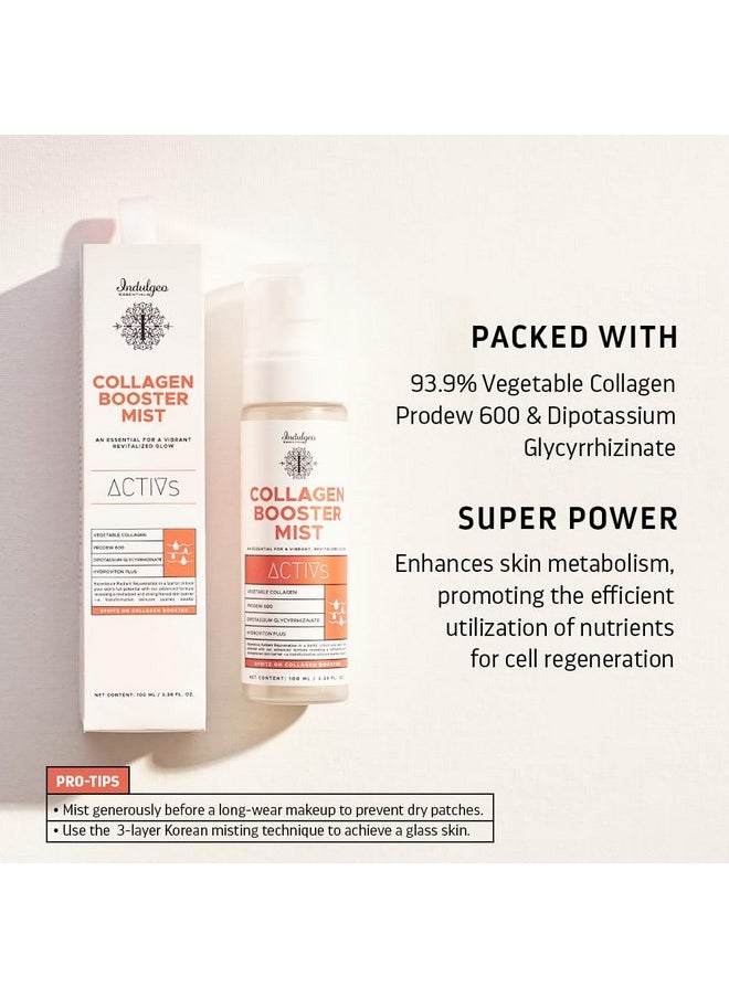 Indulgeo ESSENTIALS Collagen Booster Toner/Mist For Hydrated And Smooth Skin - 100Ml | Reduce Rosacea And Sun Damage, Anti-Aging, Lightweight, Pre-Makeup Application | Made With Vegetable Collagen  - Image 3