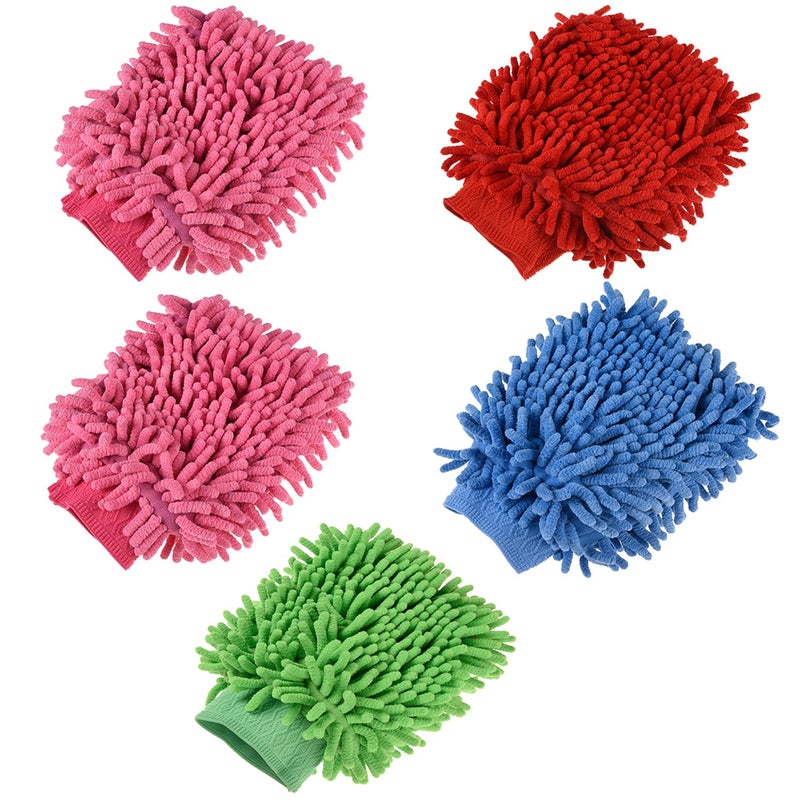 Kuber Industries Kuber Industries Gloves | Microfiber Cleaning Gloves | Chenille Mitts for Kitchen | 50 GSM Hand Duster for Kitchen | Hand Gloves for Car | Duster for Glass | Pack of 5 | Multi - Image 1