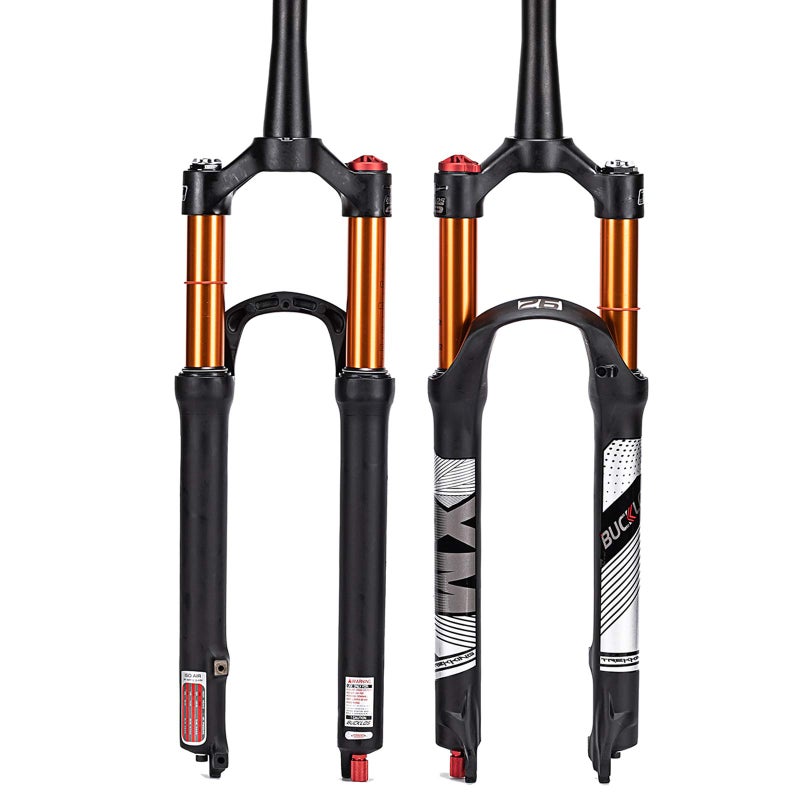 BUCKLOS 26/27.5/29 Travel 120mm MTB Air Suspension Fork, Rebound Adjust 1 1/8 Straight/Tapered Tube QR 9mm Manual/Remote Lockout XC AM Ultralight Mountain Bike Front Forks - Image 1