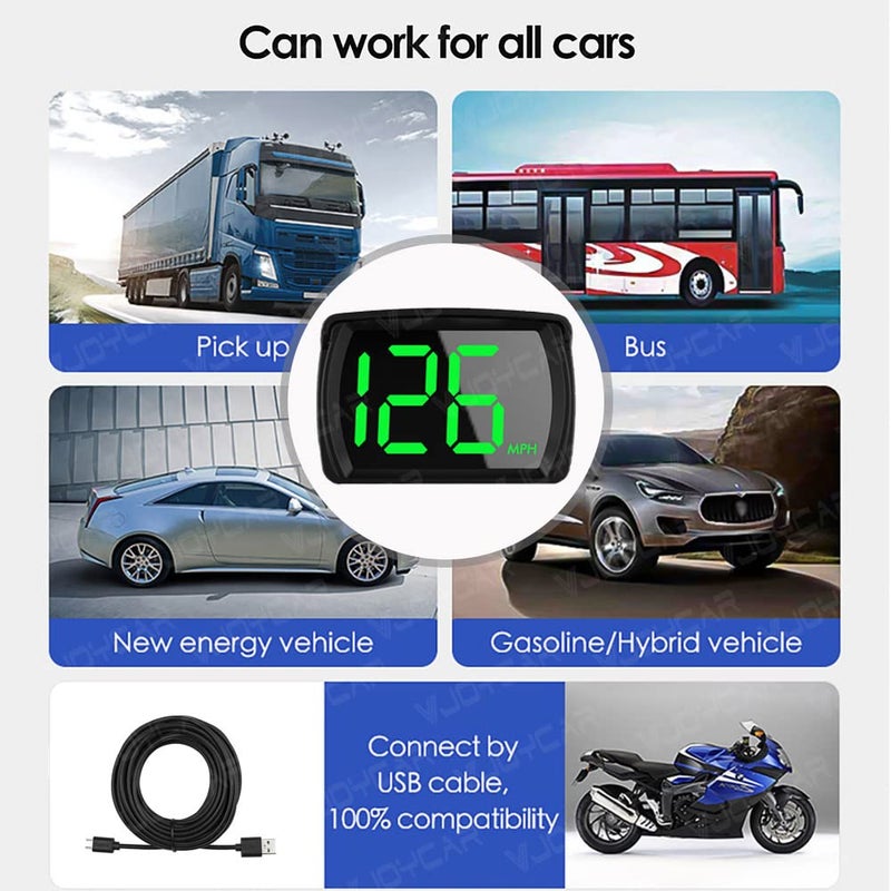 عداد سرعة VJOYCAR G20 الجديد للسيارة مع عرض HUD GPS، مقياس سرعة رقمي عالمي بوحدة MPH للسيارات والشاحنات والدراجات النارية ومركبات ATV وسيارات الدفع الرباعي والشاحنات الصغيرة والدراجات البخارية وعربات الغولف - Image 3