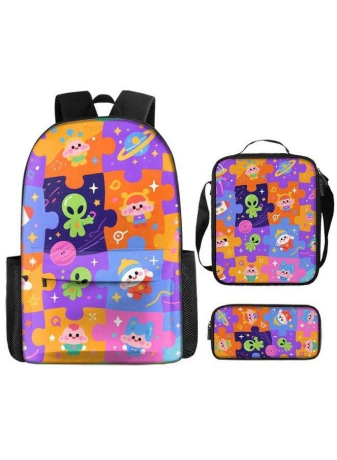 Bright Li Fire Cute cartoon print, three-in-one practical bag set (available for students, children, friends on outings, mountain climbing, etc.) - 38 - Image 2