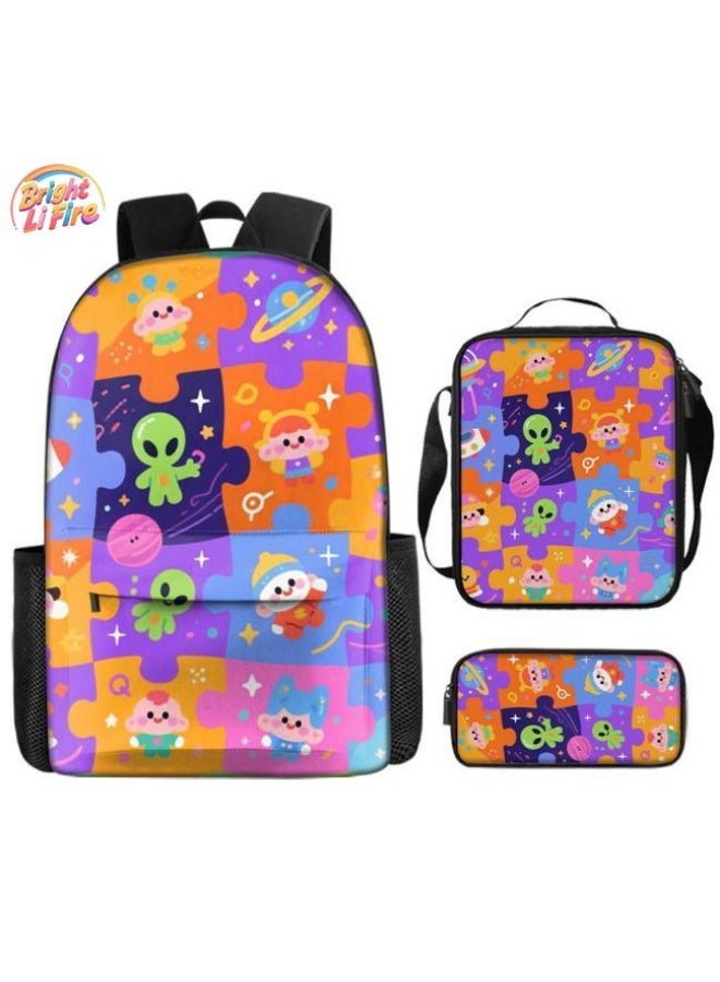 Bright Li Fire Cute cartoon print, three-in-one practical bag set (available for students, children, friends on outings, mountain climbing, etc.) - 38 - Image 1