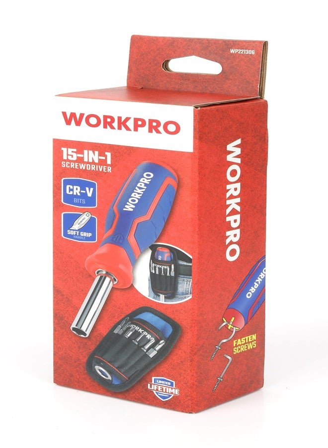 WORKPRO WP221306 |15-in-1 Multi-Bit Screwdriver Set | CR-V Double Ended Bits | Magnetic Tip | Bi-Material Soft Grip Handle | With Tool Pouch | DIY, Repair & Professional Use - Image 5