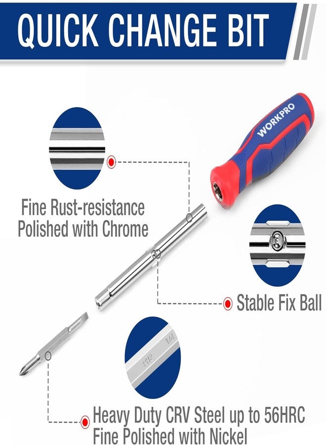 WORKPRO WP221306 |15-in-1 Multi-Bit Screwdriver Set | CR-V Double Ended Bits | Magnetic Tip | Bi-Material Soft Grip Handle | With Tool Pouch | DIY, Repair & Professional Use - Image 3