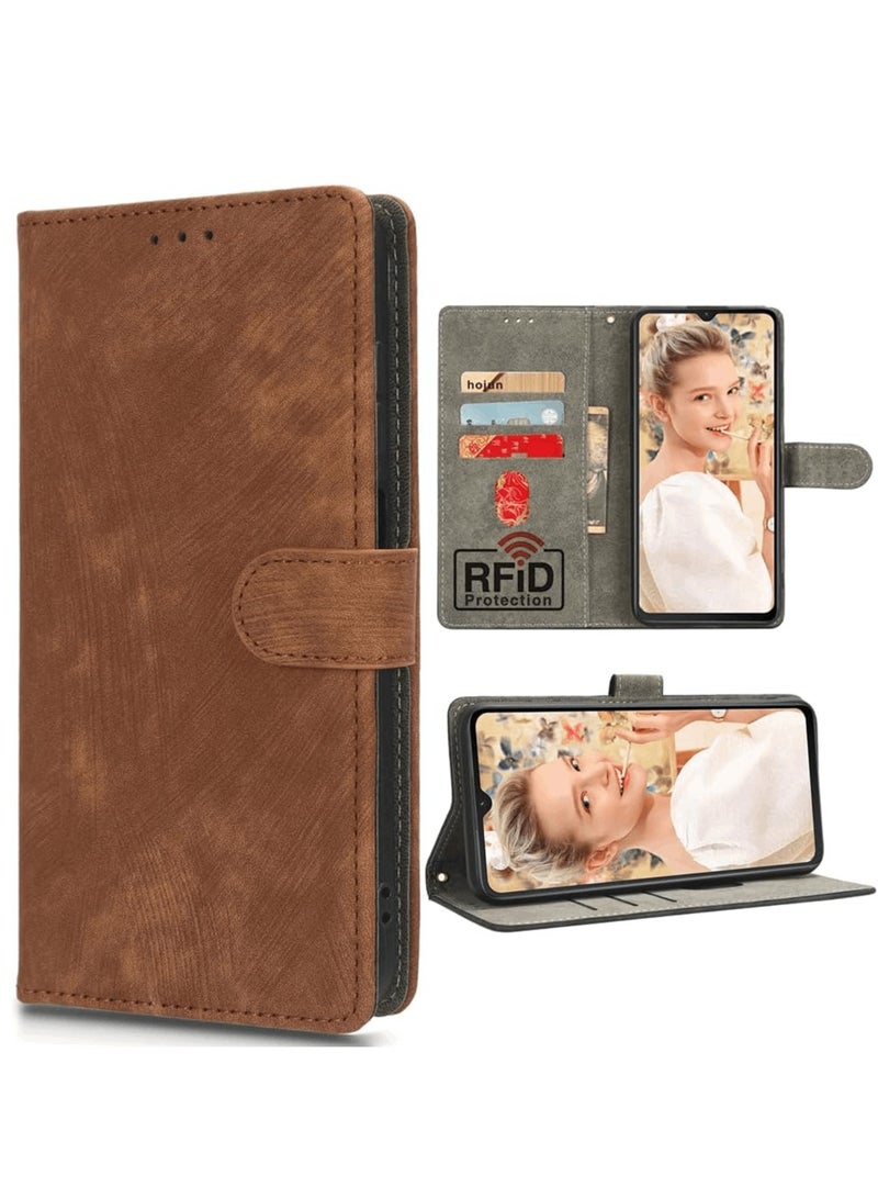 Aookay Compatible with Honor X5B/X5B Plus Case, Premium PU Leather Flip Case with Credit Card Holder and RFID Blocking, Protective Cover Wallet Pouch Case (Brown)  - Image 1