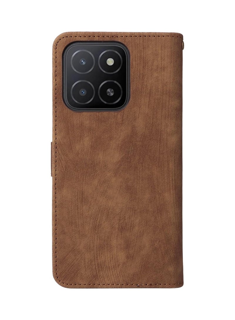 اووكاي جراب قابل للطي من جلد البولي يوريثان الفاخر، متوافق مع هاتف Honor X5B/X5B Plus، مزود بحامل لبطاقات الائتمان وخاصية حجب RFID، وغطاء واقٍ على شكل محفظة (بني) - Image 4