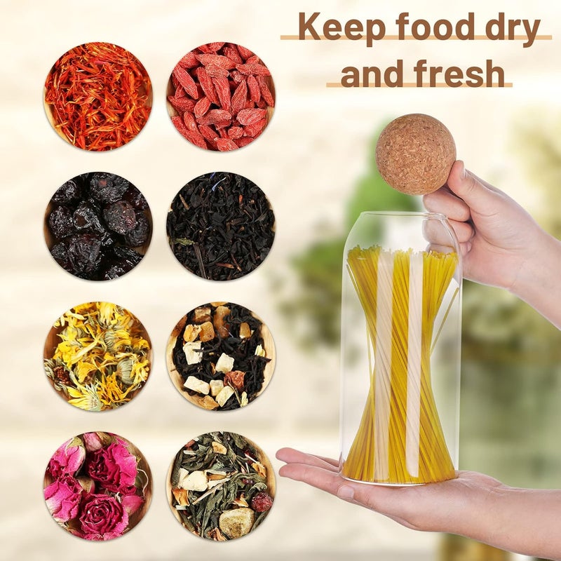 Cunhill 3 Pcs Glass Jar with Ball Cork Lid Decorative Round Bottle Sealed Canister Jar Storage Container Organizer with Airtight Wooden Lid for Food Coffee Bean Candy Biscuits Spice(1000 ML/ 34 Oz) - Image 5