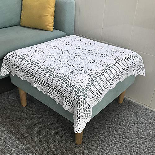 Hetao 100% Cotton Handmade Crochet Square Tablecloth Doilies Lace Table Covers ,White, 31 Inch - Image 4