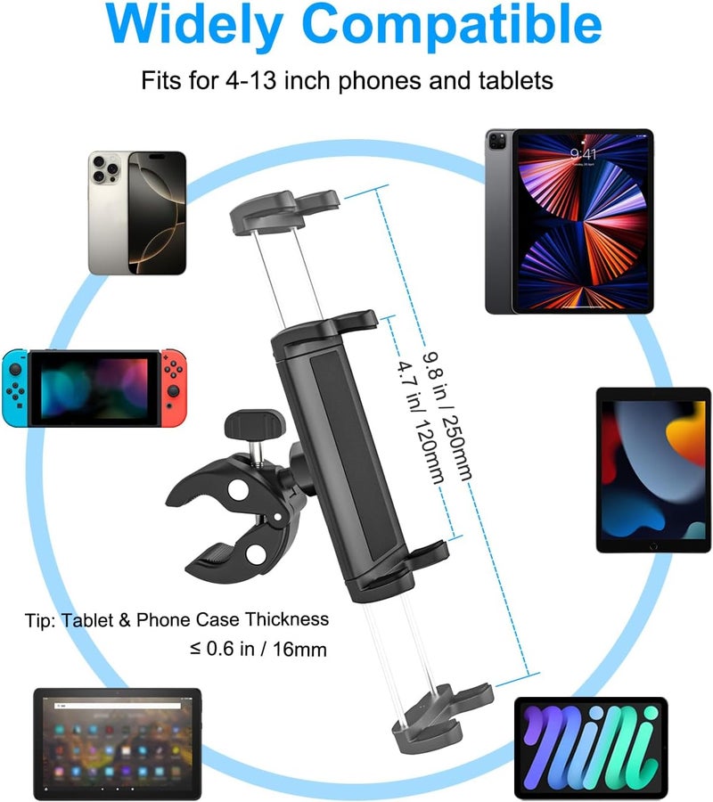 Dosvsi Stable Tablet Holder for Forklift/Work Vehicles/Agricultural Machinery, Buckle for iPad 12.9 Pro Air Mini, Galaxy Tab, Z Fold, iPhone, 4-13" Devices - Image 5