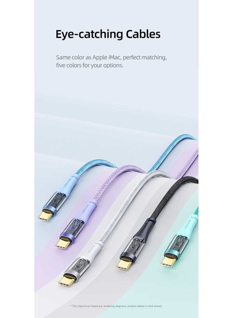 Usams Type-C PD 100W Aluminum alloy Transparent Data Cable - Image 2