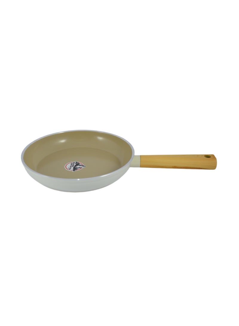 Homemaker Swiss Crystal High Quality Ceramic Coating Non-Stick Frypan - 22cm - Natural Wood Handle - Beige - Image 1