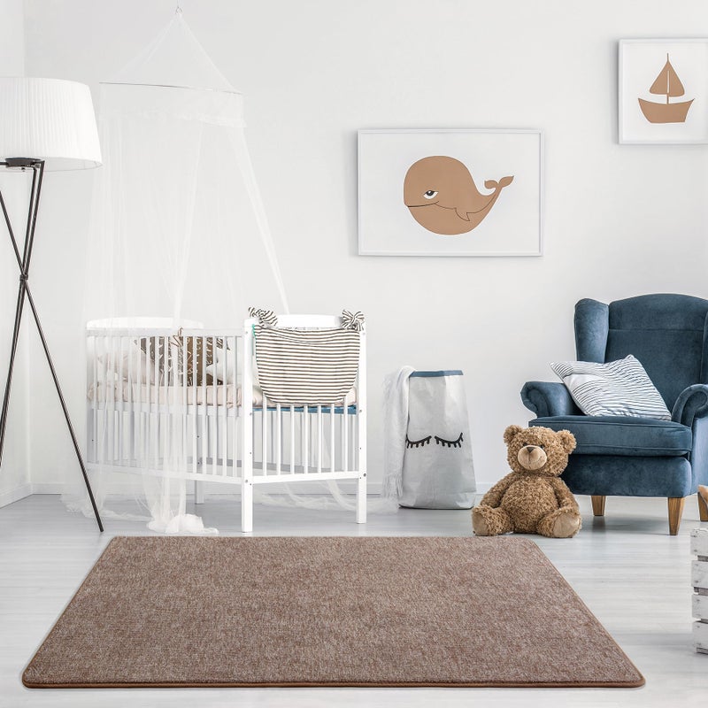 Keeko Soft Rugs for Bedroom, 3x5 Living Room Area Rug Washable Memory Foam Small Entryway Throw Rugs Low Pile Minimalist Non Slip Bedside Rug Carpet for Kids Nursery Dorm Room Decor Brown - Image 5