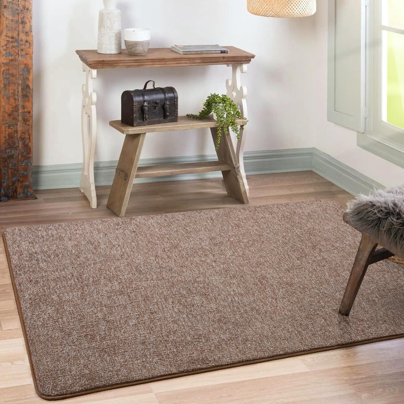 Keeko Soft Rugs for Bedroom, 3x5 Living Room Area Rug Washable Memory Foam Small Entryway Throw Rugs Low Pile Minimalist Non Slip Bedside Rug Carpet for Kids Nursery Dorm Room Decor Brown - Image 2